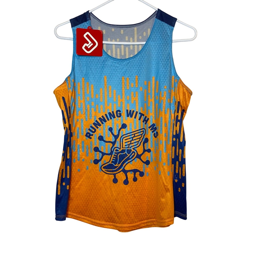 JAKROO Running With‎ MS Womens Tank Top XL Blue Orange Sleeveless
